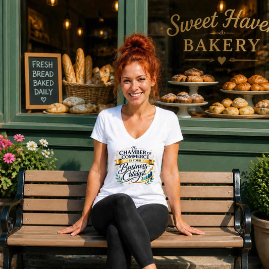 The Chamber of Commerce is Your Business Catalyst Ladies V-Neck T-Shirt