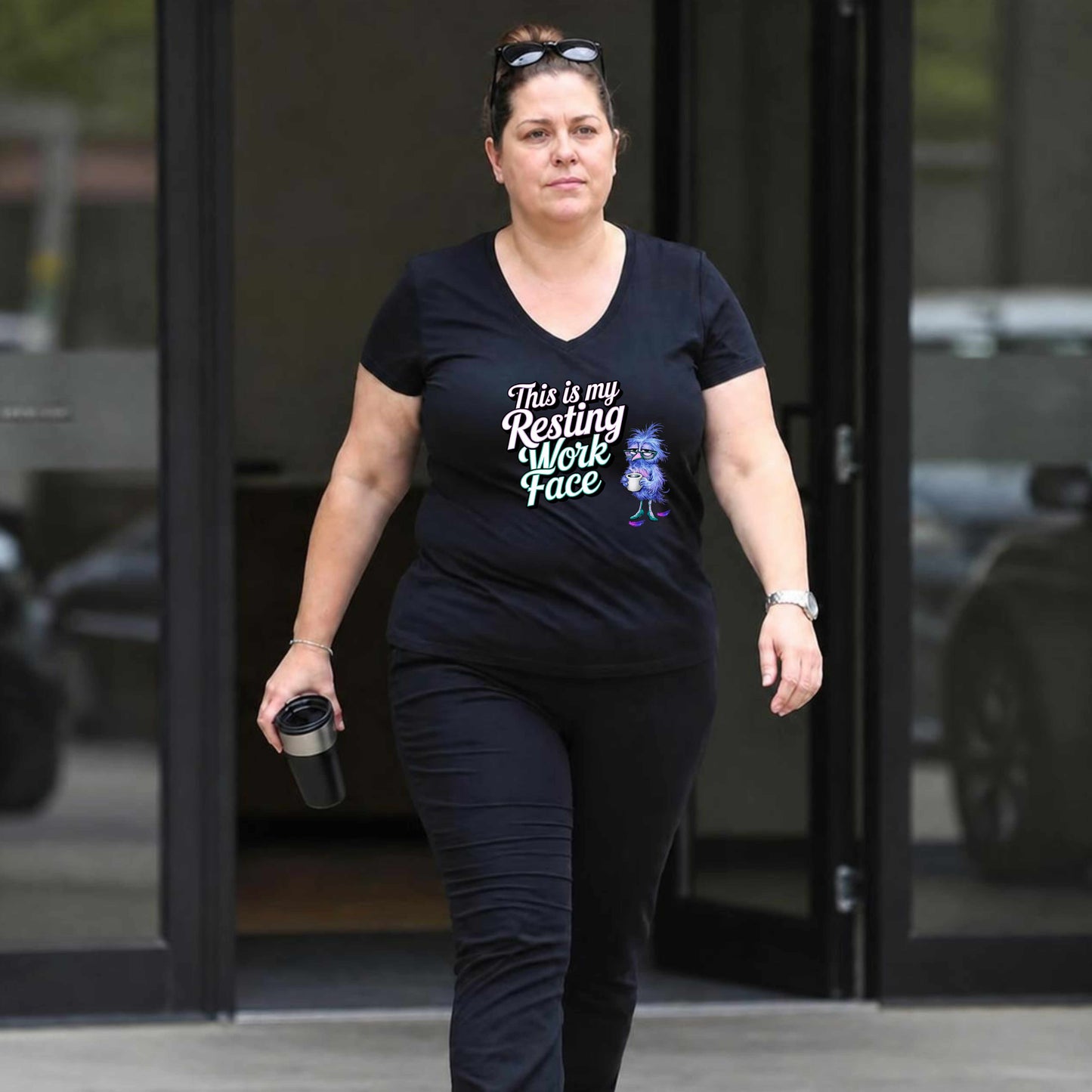 Resting Work Face Funny Ladies' V-Neck T-Shirt