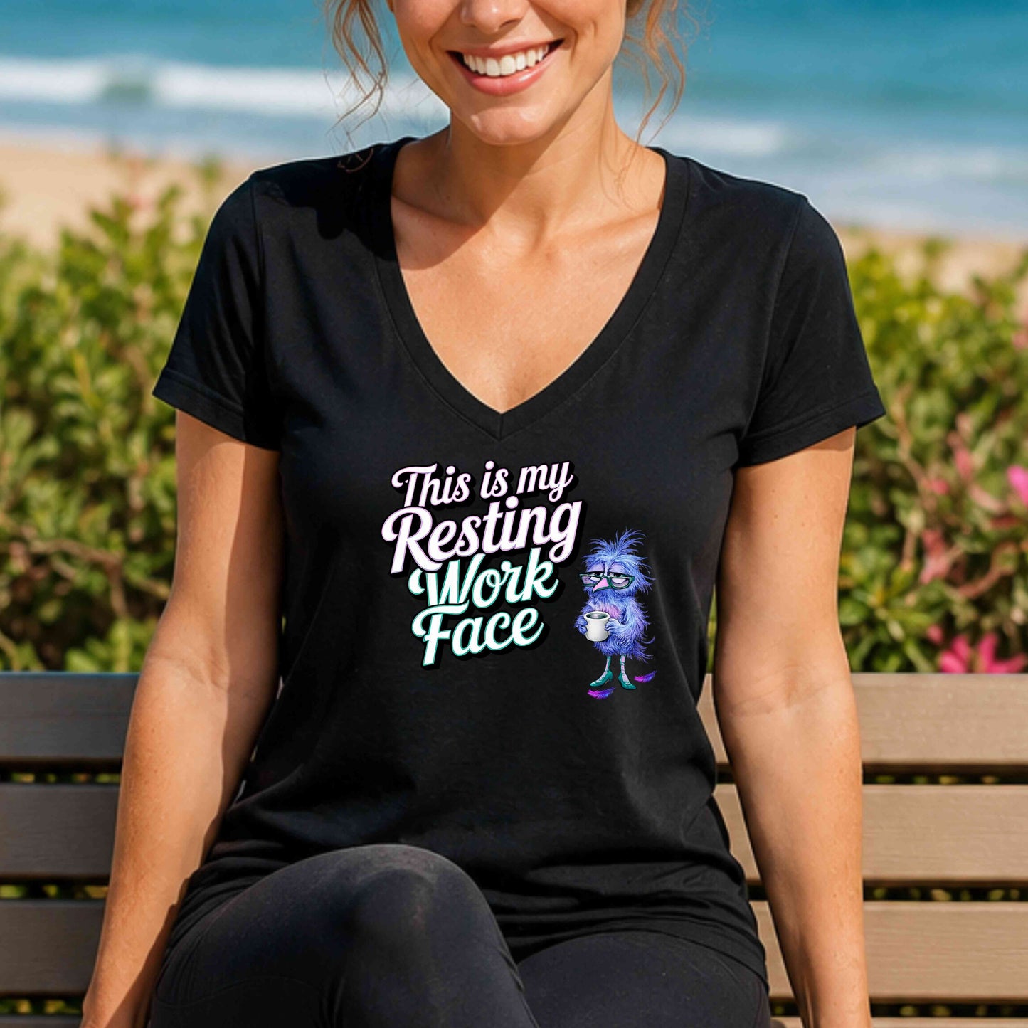 Resting Work Face Funny Ladies' V-Neck T-Shirt