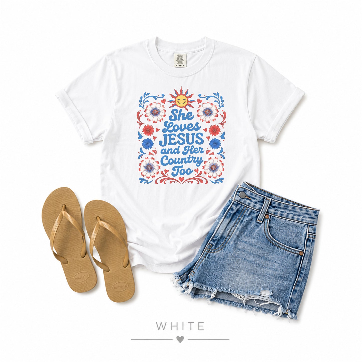She Loves Jesus and Her Country Too Comfort Colors Heavyweight Garment-Dyed T-Shirt